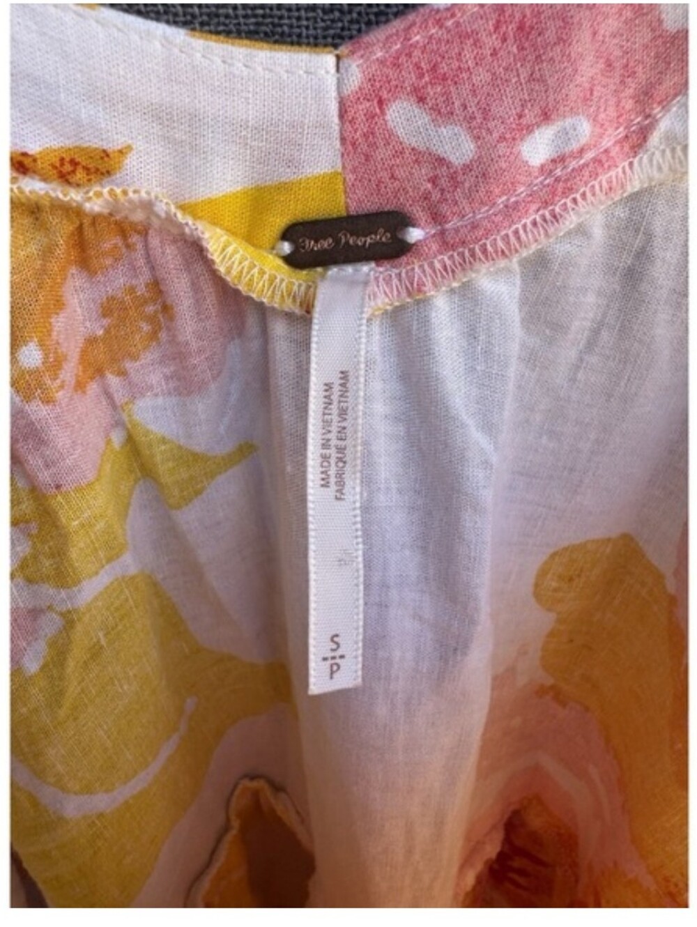 Free People Moonshine Floral Tiered Midi Dress White Pink Yellow Oversized S - Picture 3 of 7